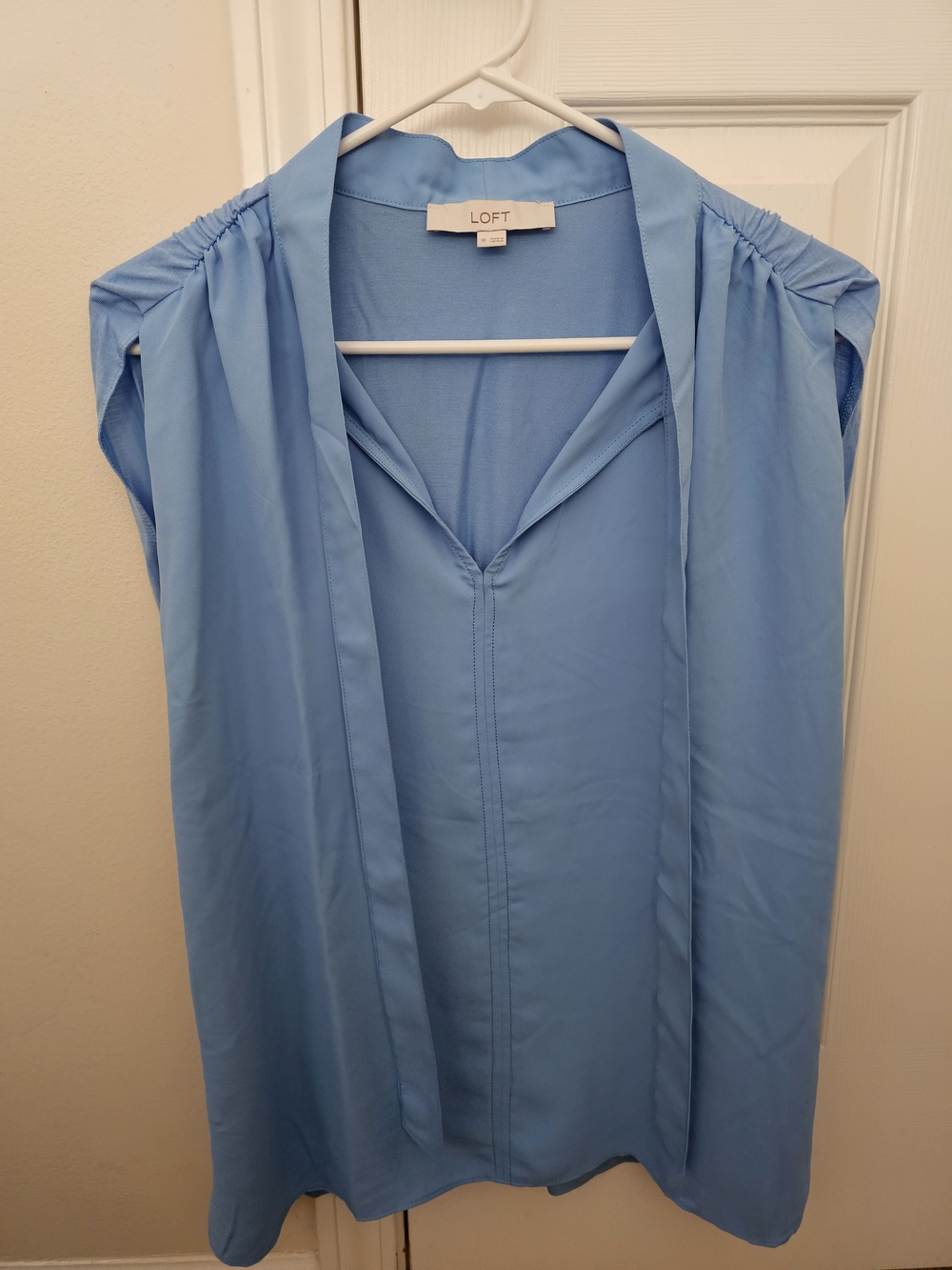 LOFT Sky Blue Tie-Front Sleeveless Top